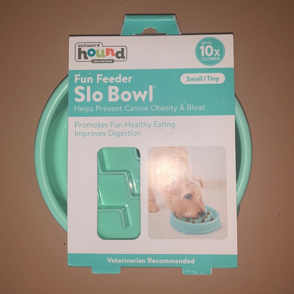 Fun feeder slo bowl- prevents obesity & bloat.